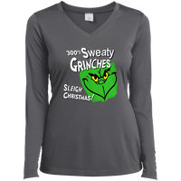 Sweaty Grinches Ladies’ Long Sleeve Performance V-Neck Tee