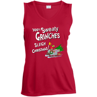 Sweaty Grinches Sleigh - Ladies' Sleeveless V-Neck Performance Tee