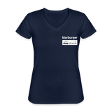 Marburger CDJR Women's V-Neck T-Shirt (front and back) - navy