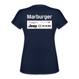 Marburger CDJR Women's V-Neck T-Shirt (front and back) - navy